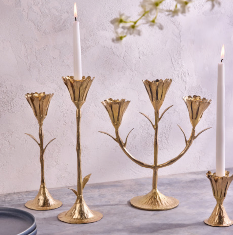 Gold Floral Candleholder