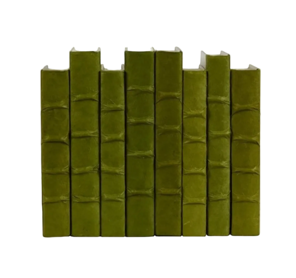 Raised Bands Dark Olive Decorative Books - Set of 3
