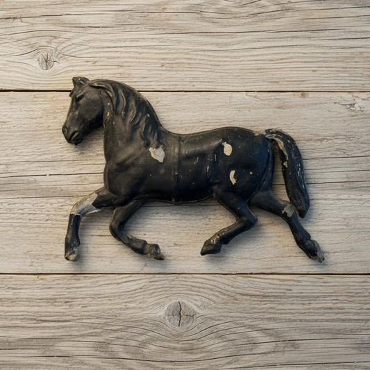 Vintage Metal Horse Weathervane - Black