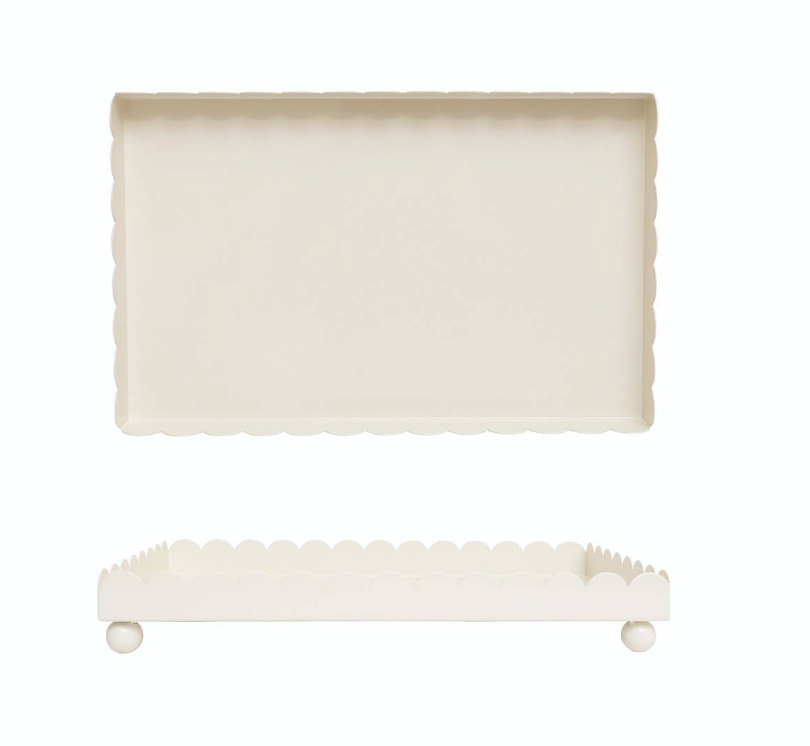 Enameled Metal Footed Tray