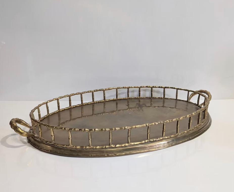 Vintage Brass Bamboo Tray
