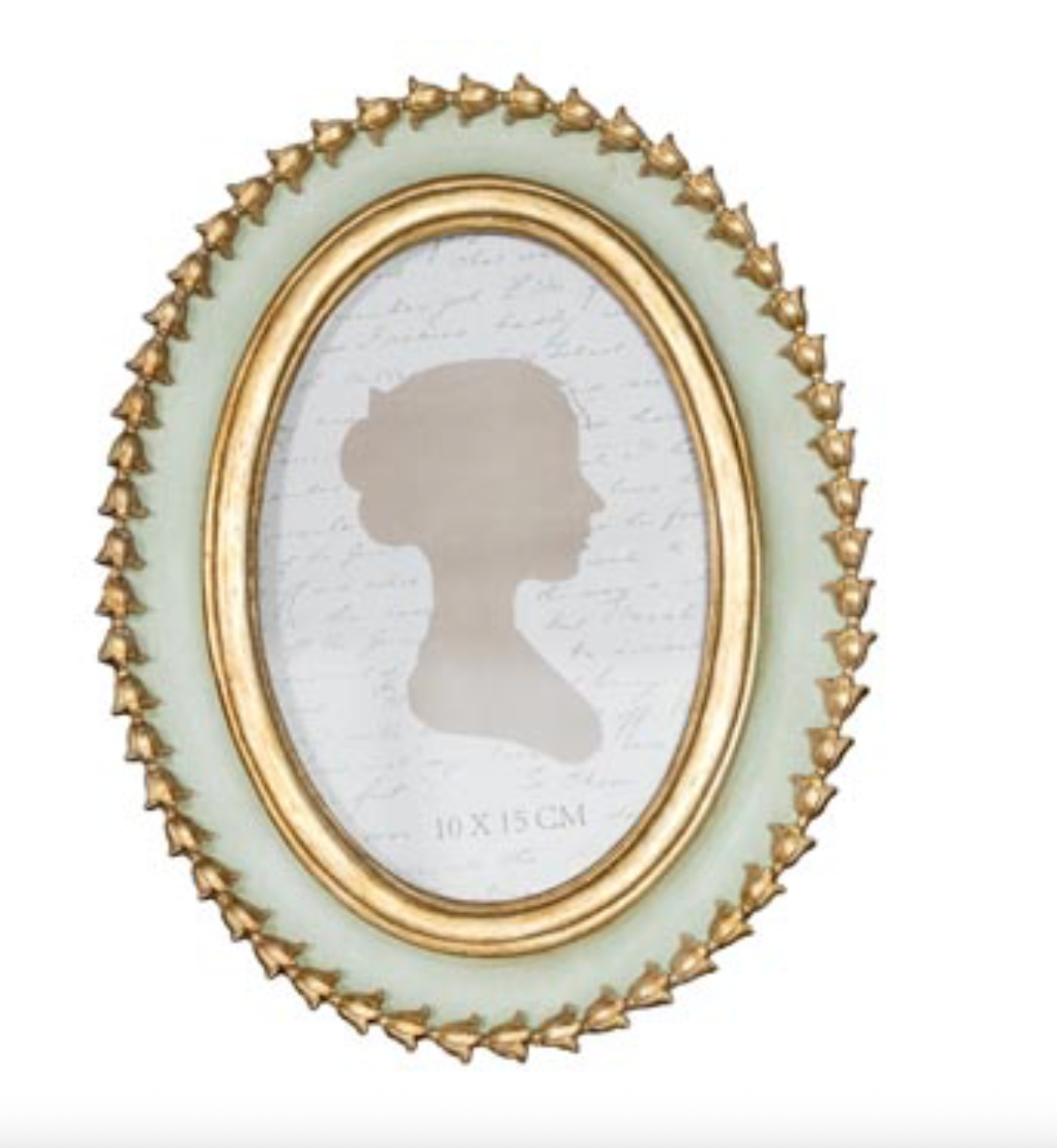 Oval Photo Frame with Golden Tulips