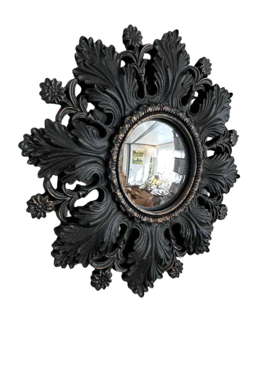 Round Convex Mirror - Leaves + Flowers