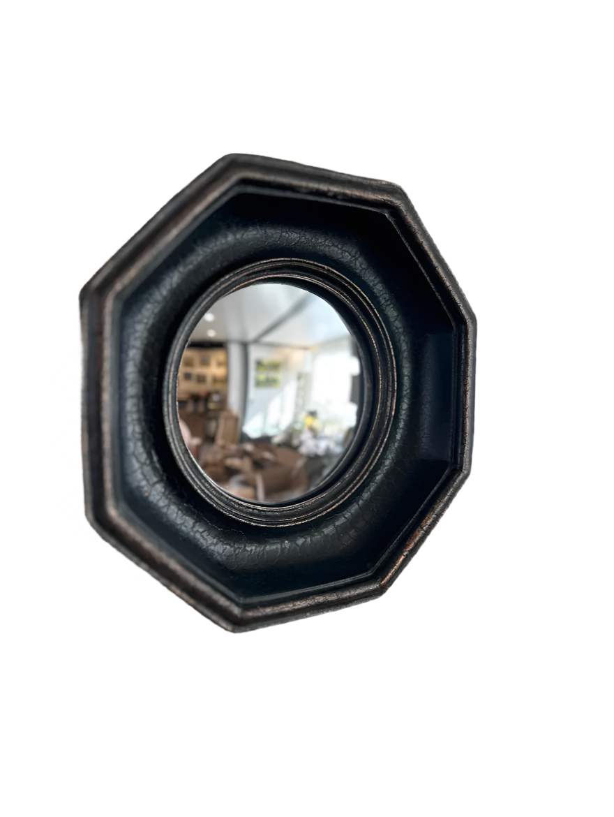 Octagonal Mirror - Antique Black