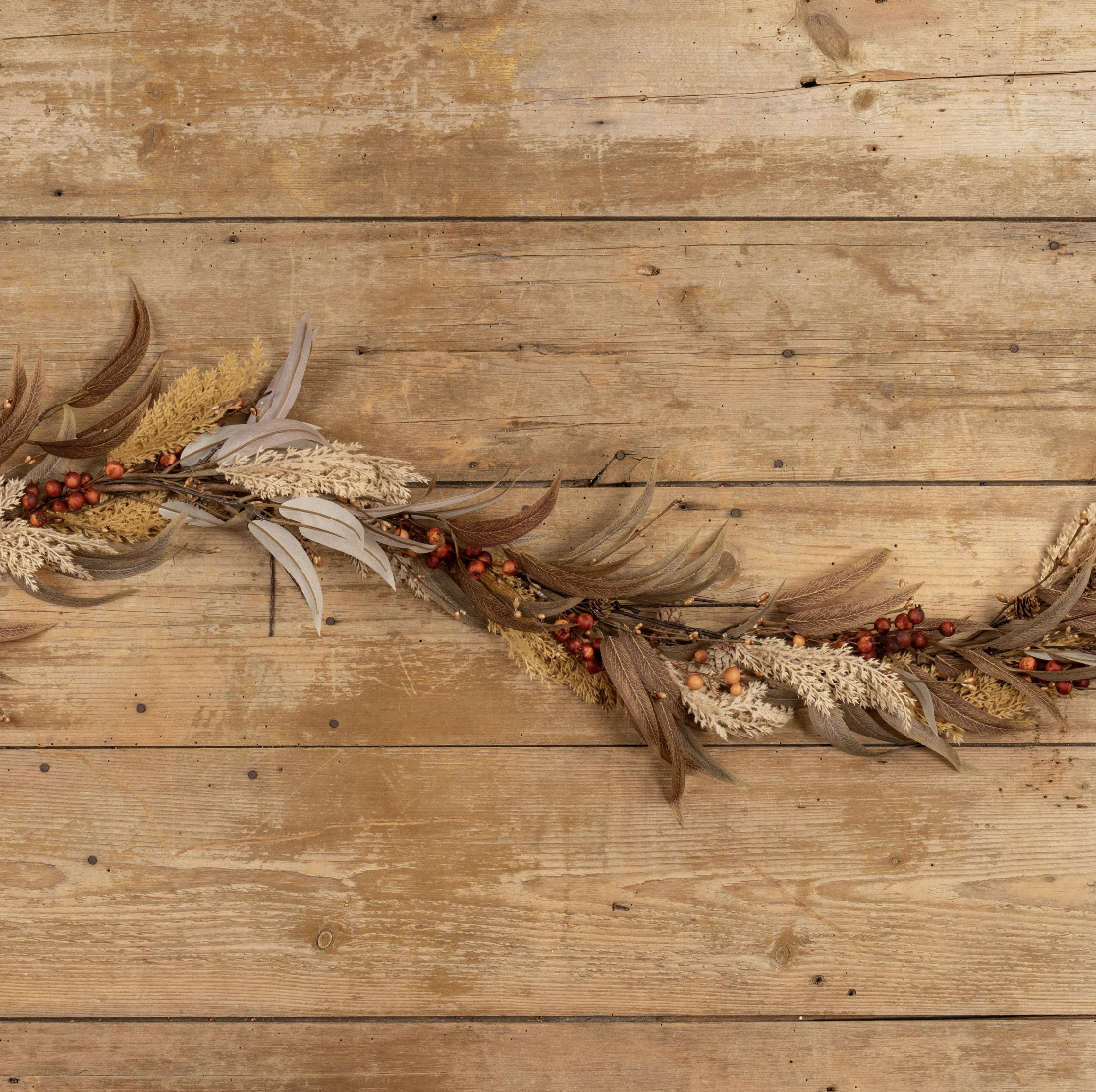 Mixed Wheat and Berry Autumn Garland