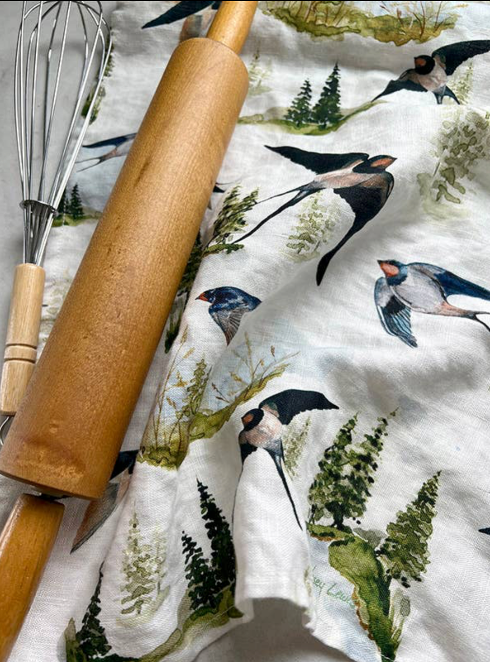 Bouquets & Birds Linen Tea Towels