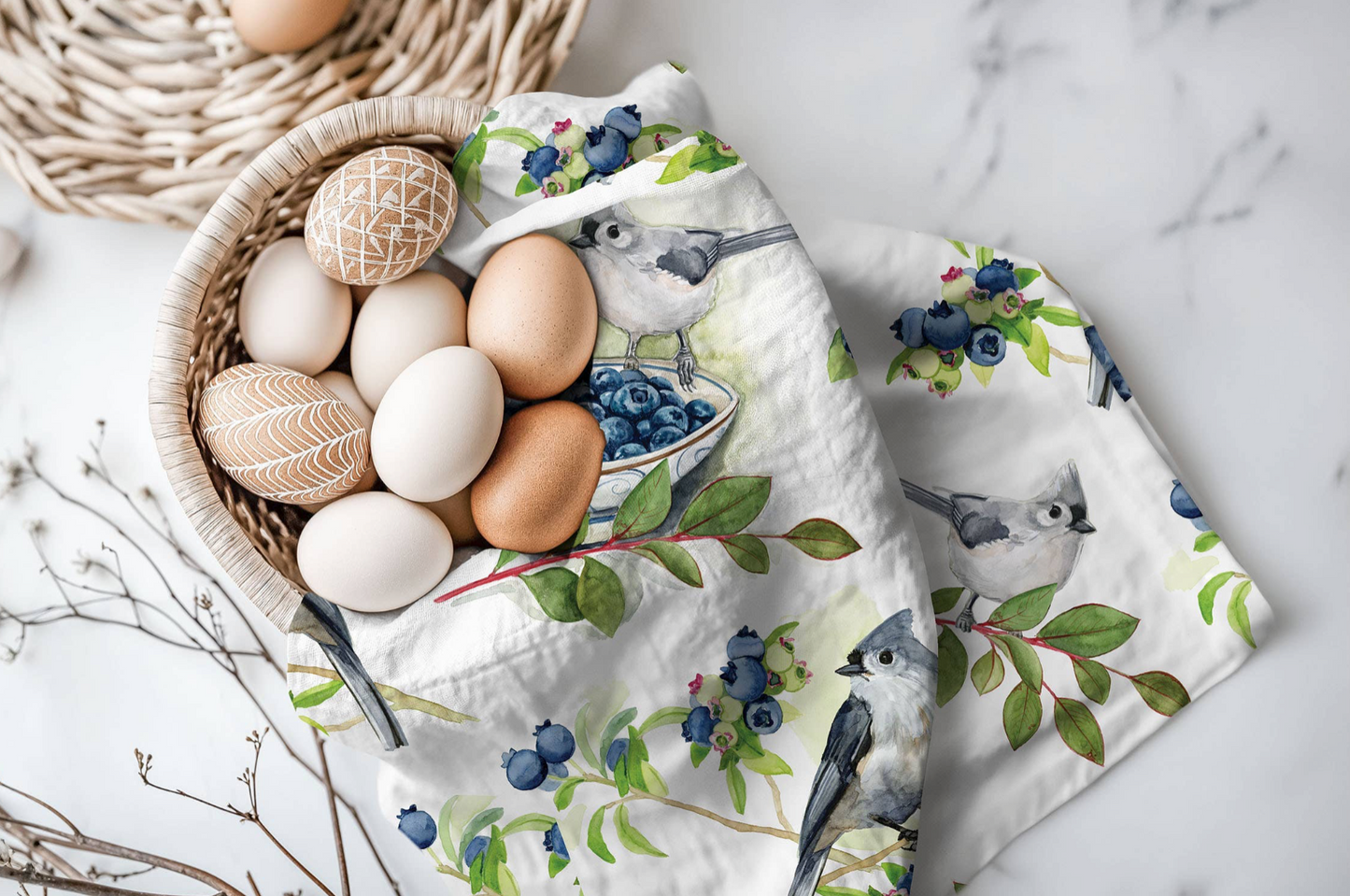 Bouquets & Birds Linen Tea Towels