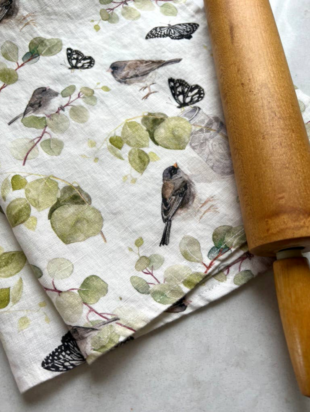 Bouquets & Birds Linen Tea Towels