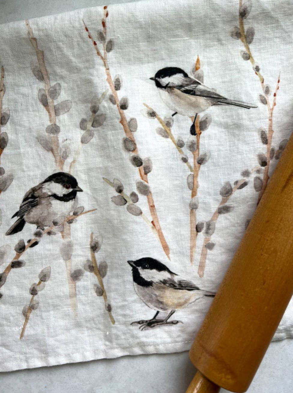 Bouquets & Birds Linen Tea Towels