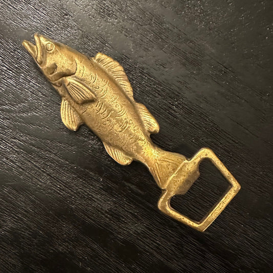 Vintage Solid Brass Bottle Opener - Fish