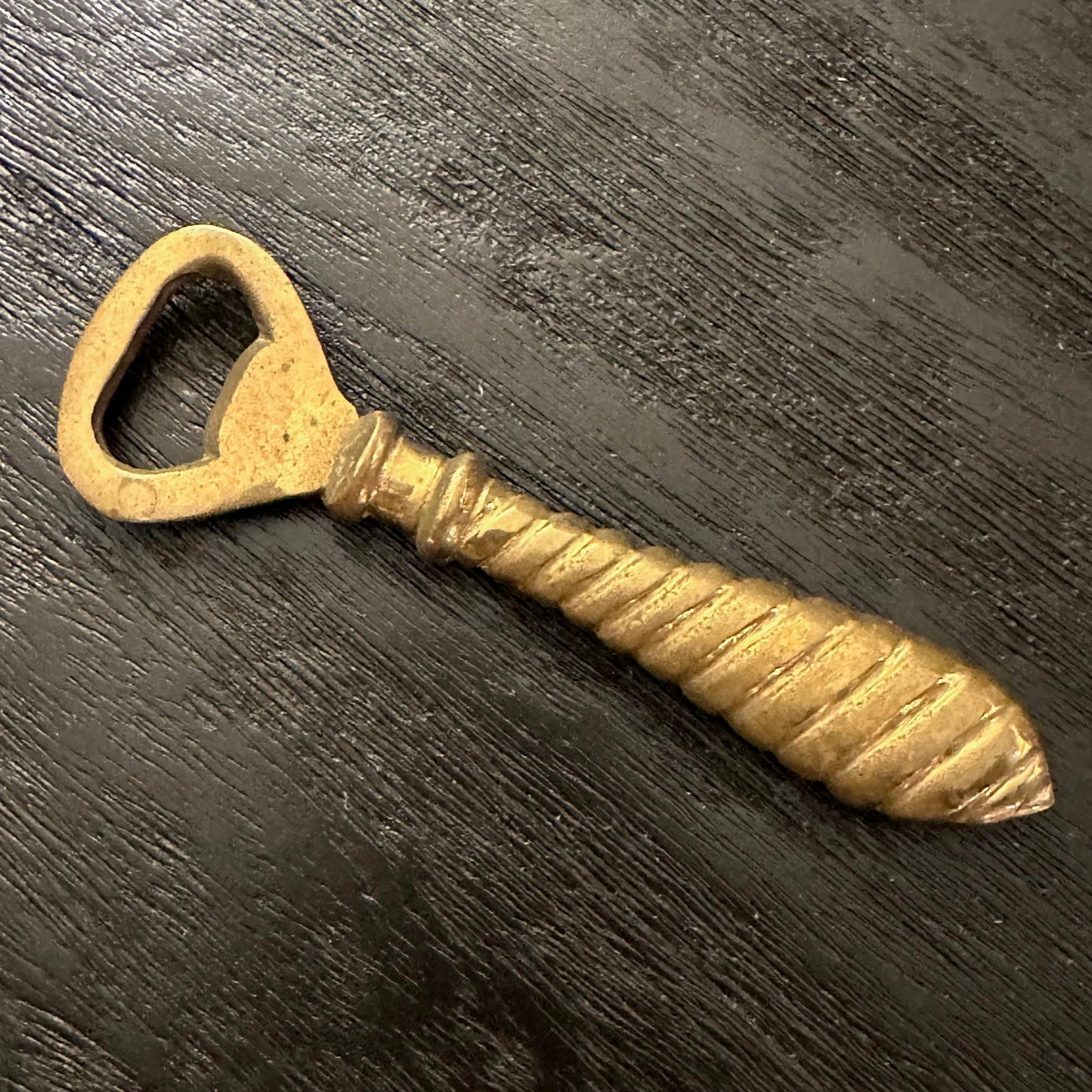 Vintage Solid Brass Bottle Opener - Swirl Handle