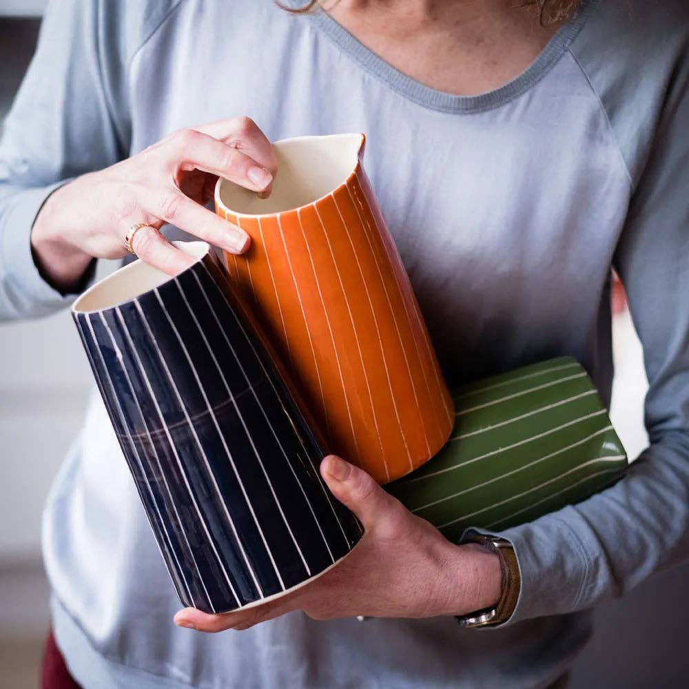 Hand-painted Striped Pitcher