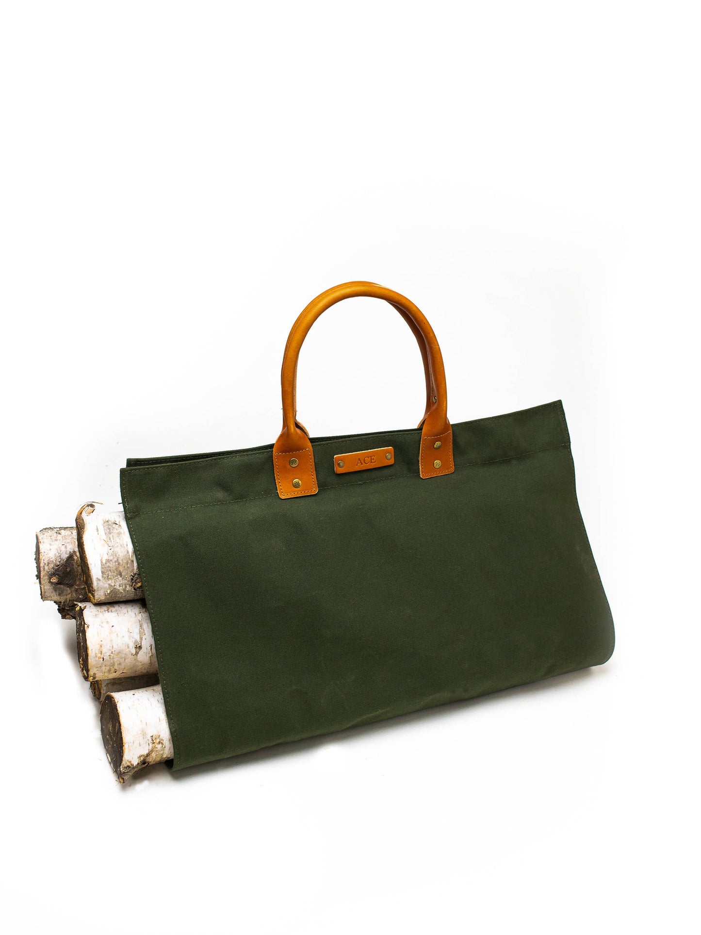 Canvas With Leather Handle Log Carrier