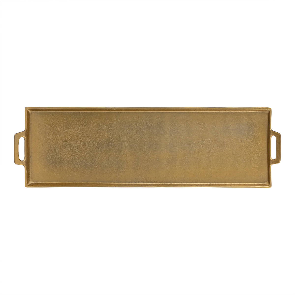 Long Tray with Handles in Antique Brass Finish