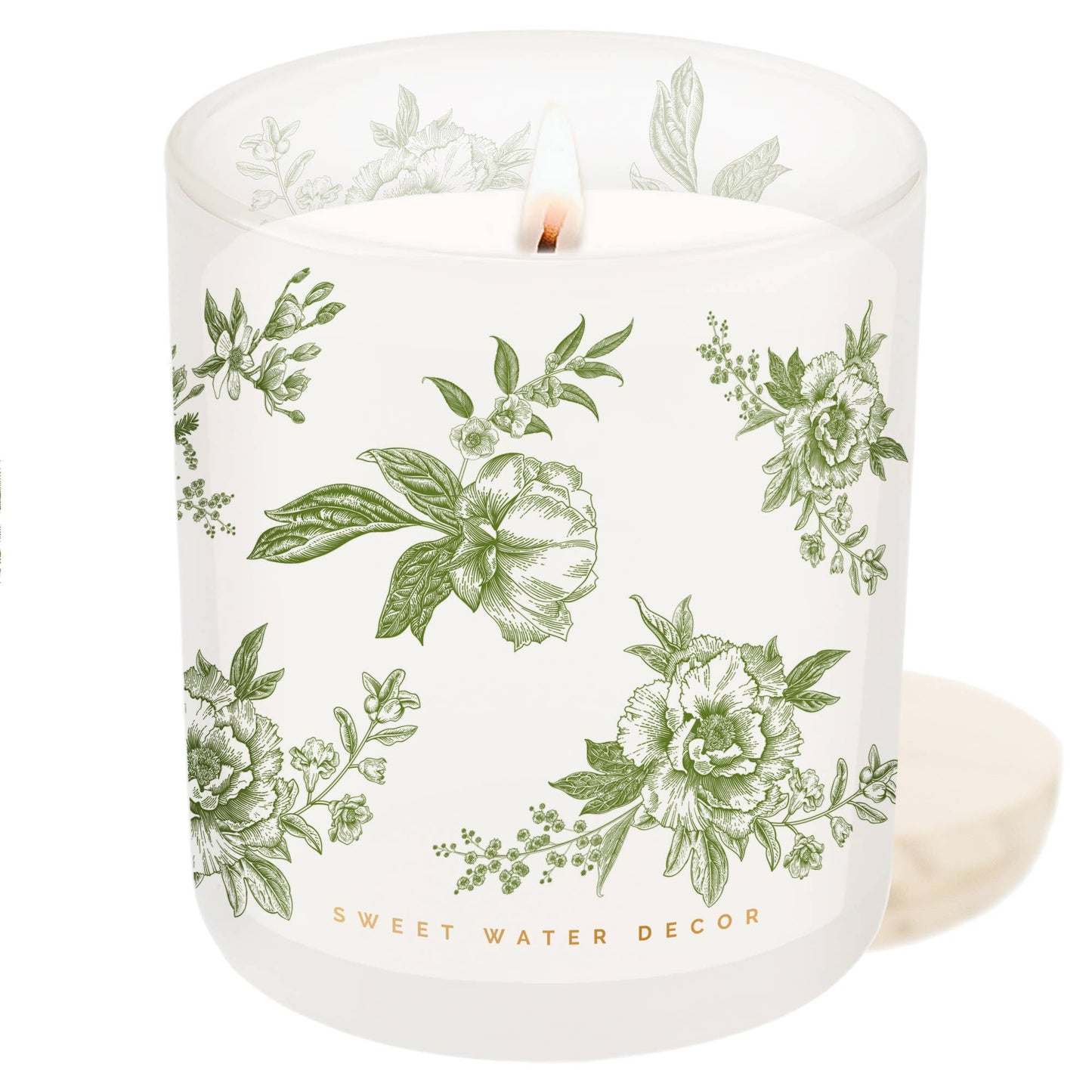 Green Floral Jar Candle