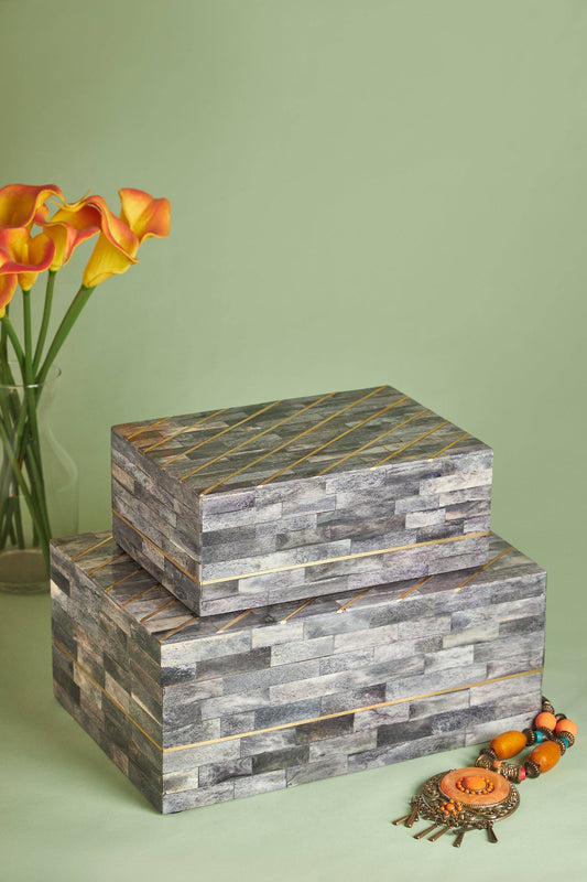 Bone and Brass Decorative Boxes