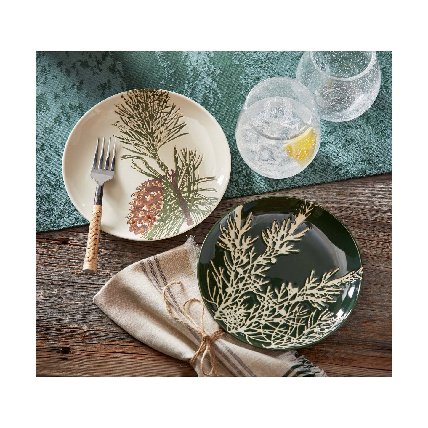 Wilde Pine Juniper Appetizer Plate Spruce Stoneware