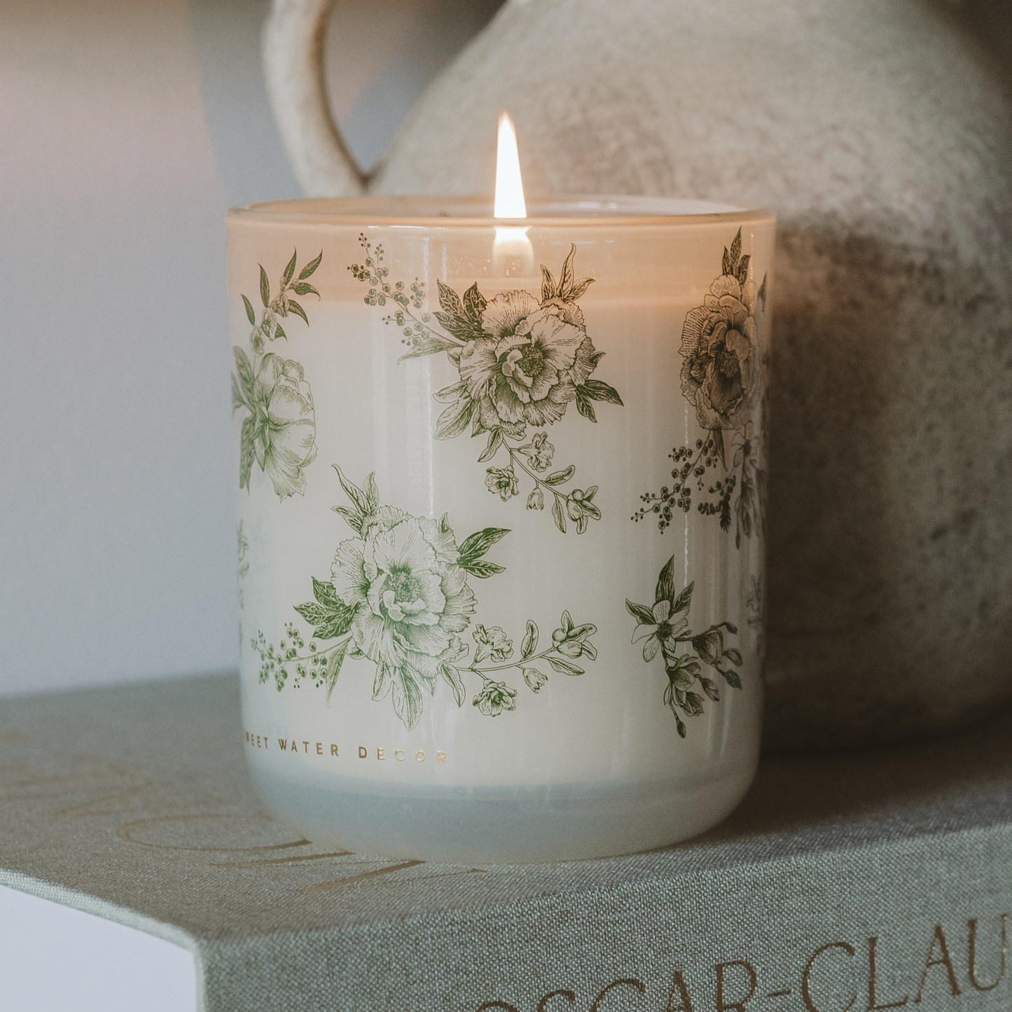 Green Floral Jar Candle