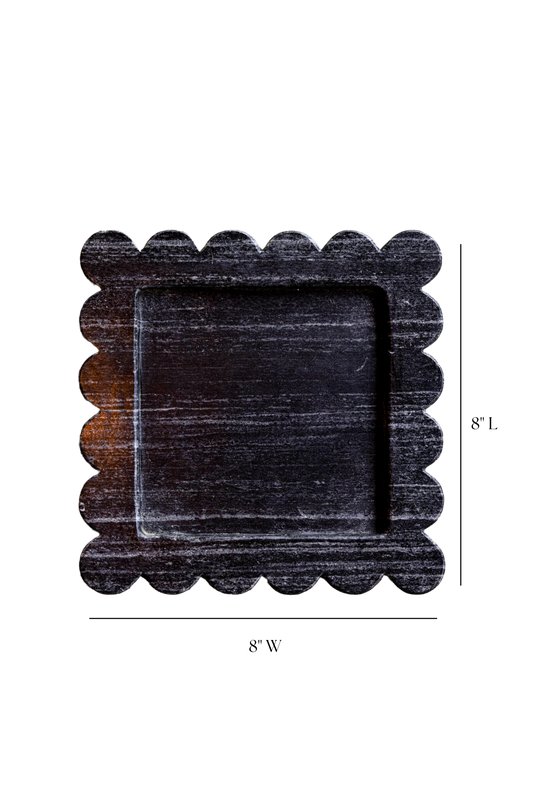 Marble Scalloped Tray - Black