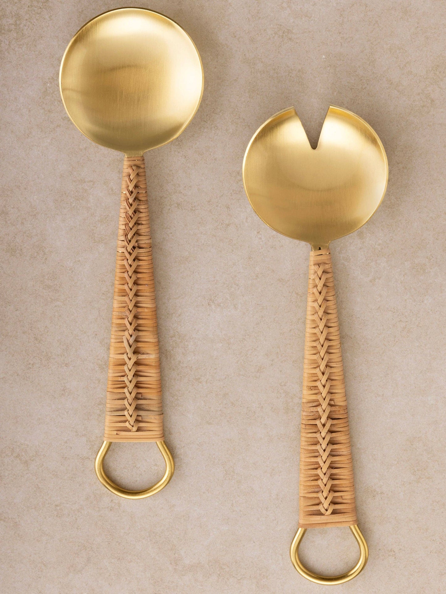 Rattan Handle Salad Servers, Set of 2