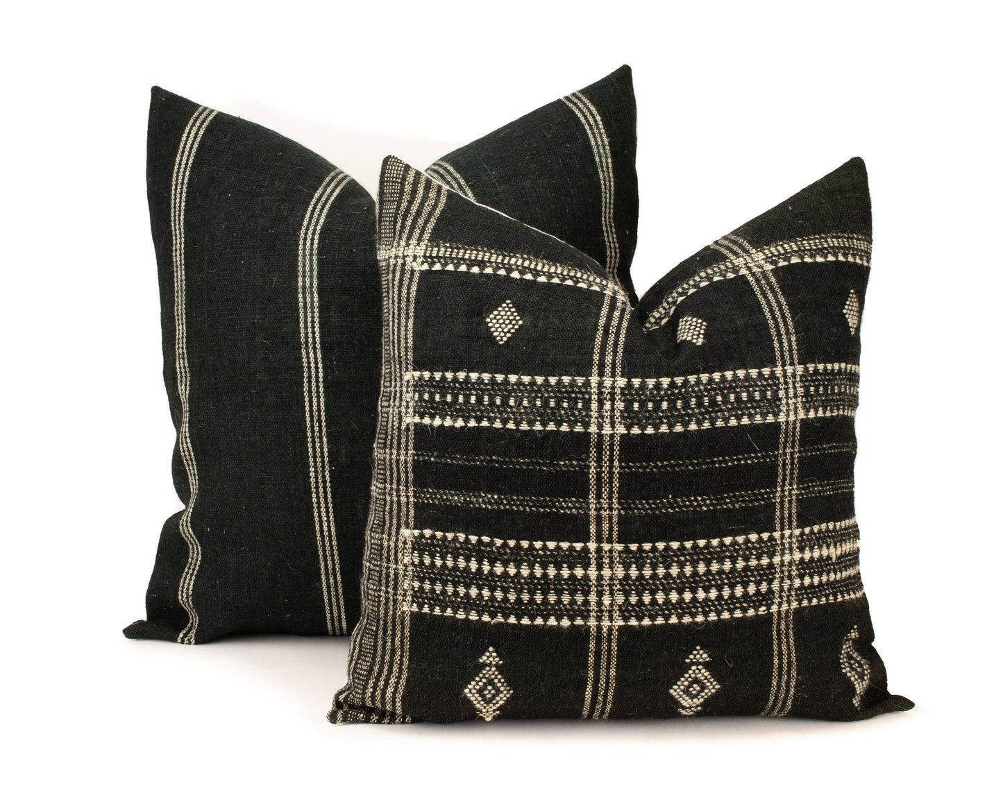 Priya - 24" Black Indian Wool Pillow Cover