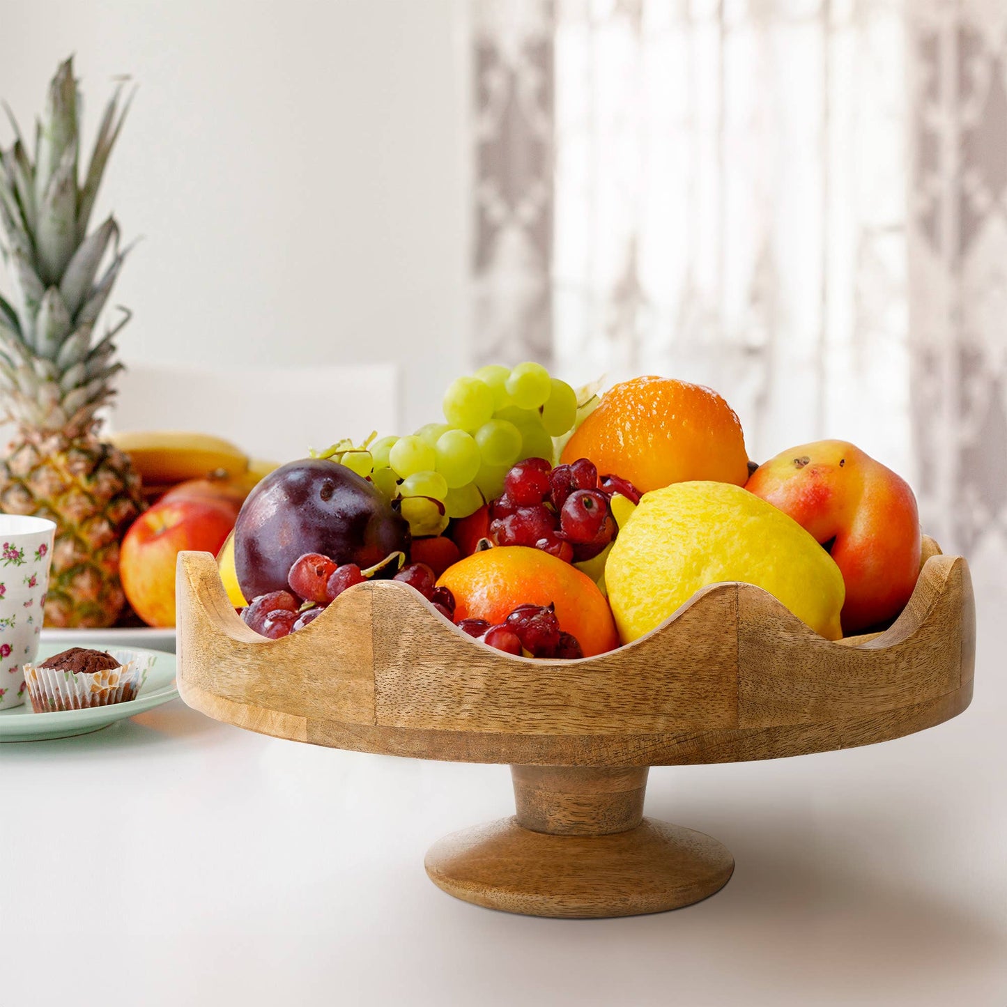 Scalloped Pedestal Fruit Stand