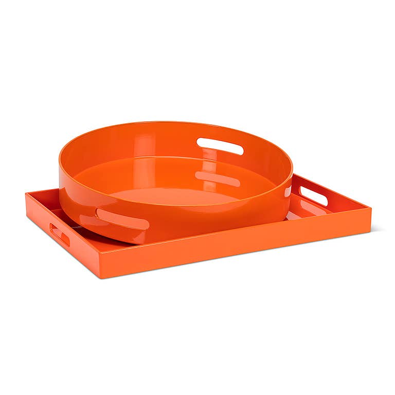 Glossy Serving Tray in Persimmon