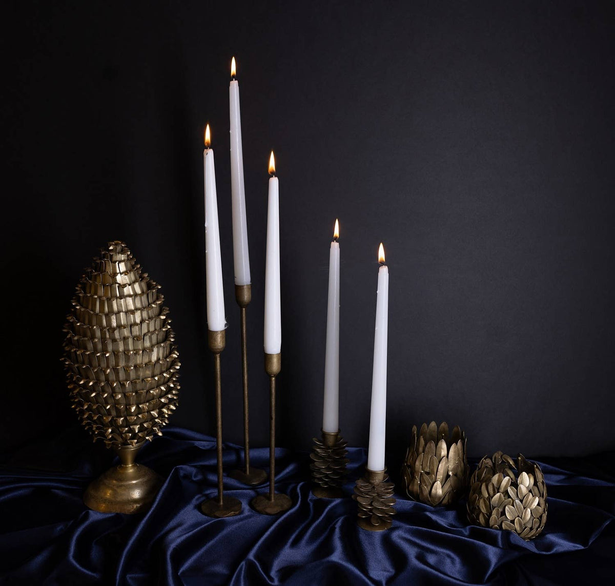 Small Brass Pine Cone Candle Holder