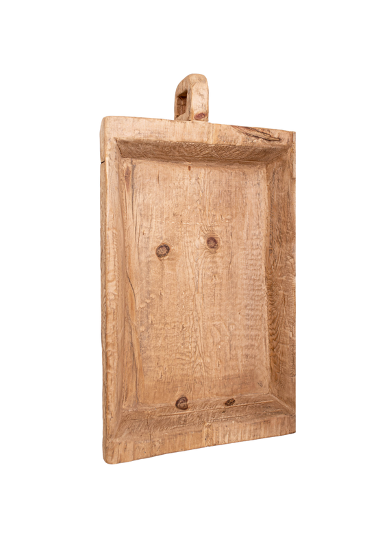 Rectangle Elm Wood Basin Large with Handle