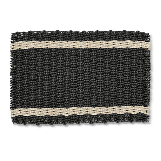 Lobster Rope™ Doormat: Black & Light Tan Tailored Stripes