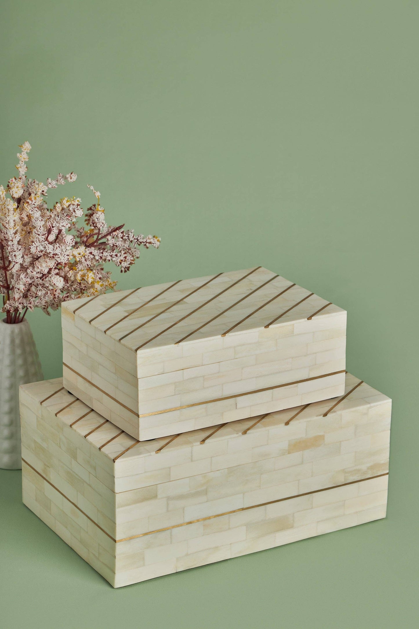 Bone and Brass Decorative Boxes