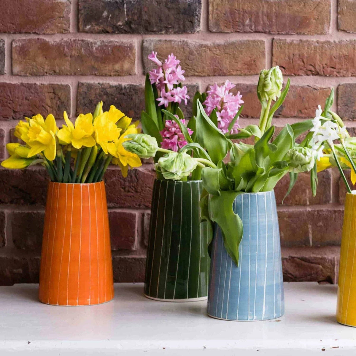 Hand-painted Striped Pitcher