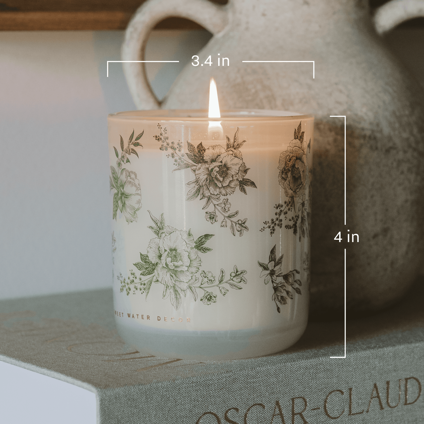 Green Floral Jar Candle
