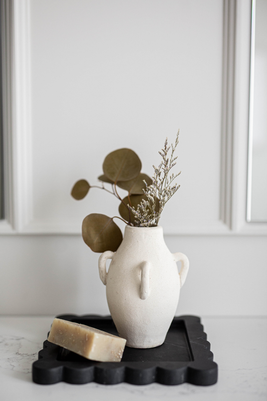 Marble Scalloped Tray - Black