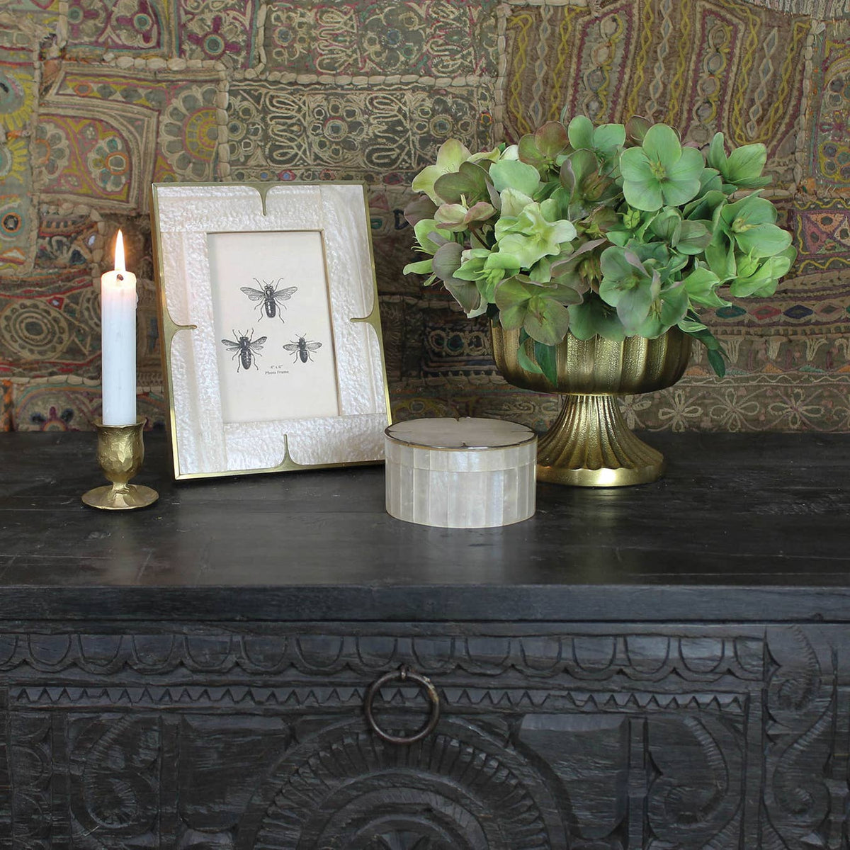 Low Brass Tulip Taper Candle Holder