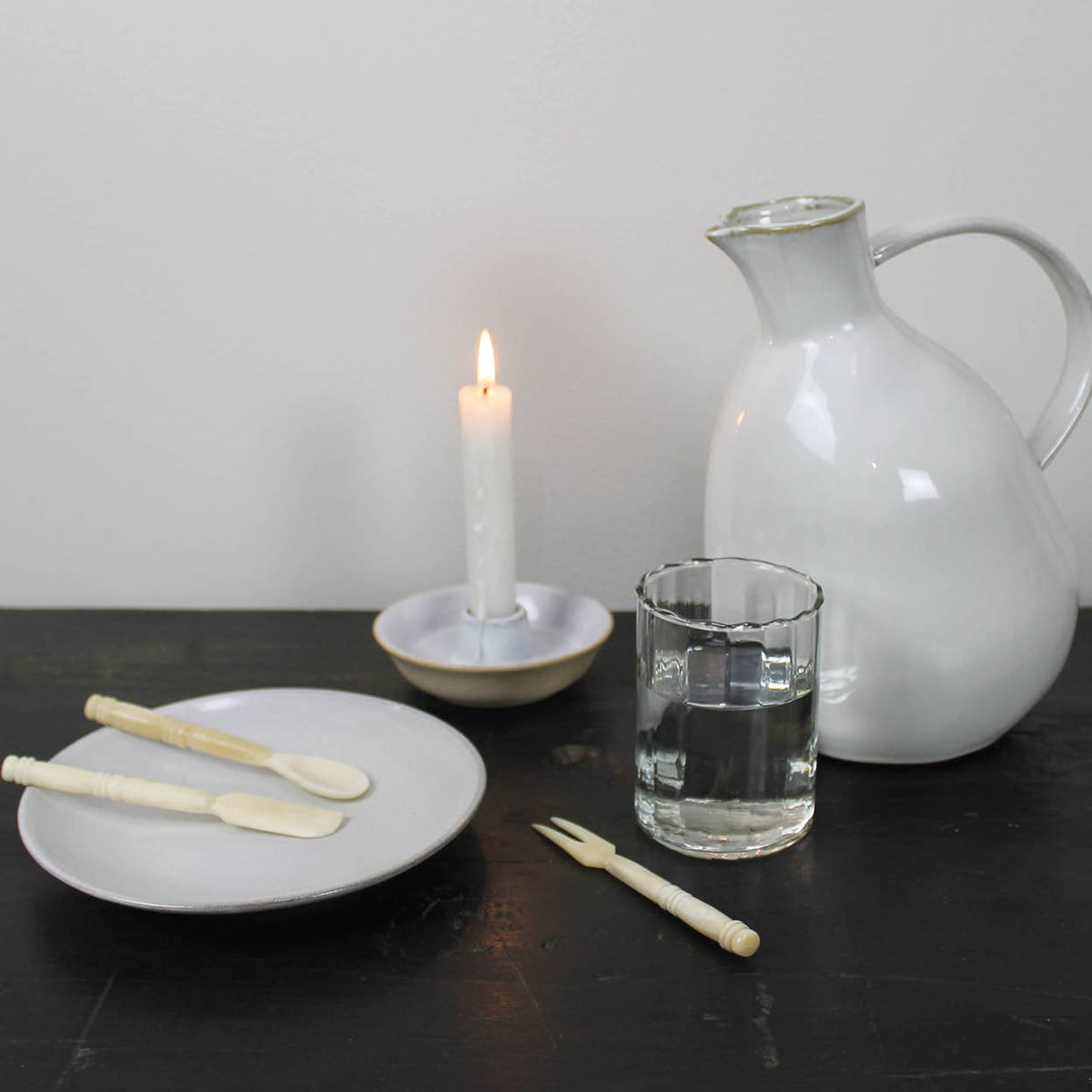 Ivory Dish Taper Candle Holder
