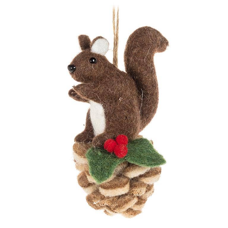 Squirrel on Pinecone Ornament-5.5"H