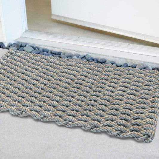 Lobster Rope™ Outdoor Doormat: Silver & Sand Double Weave