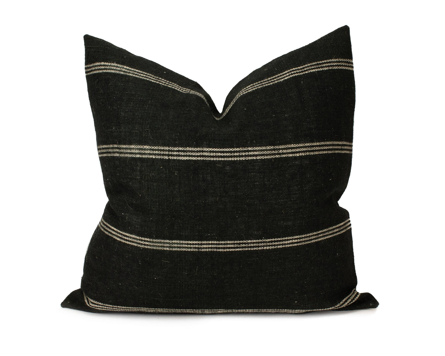 Priya - 24" Black Indian Wool Pillow Cover