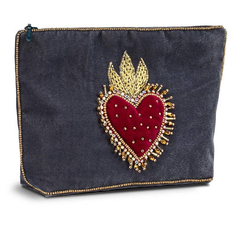 Velvet Pouch with Heart