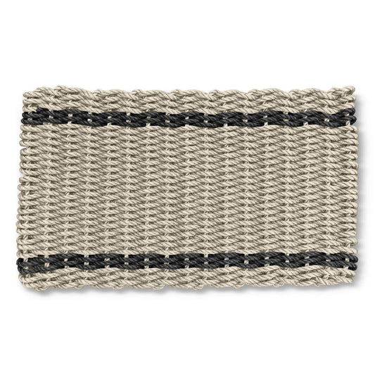 Lobster Rope™ Outdoor Doormat: Sand & Black Tailored Stripes