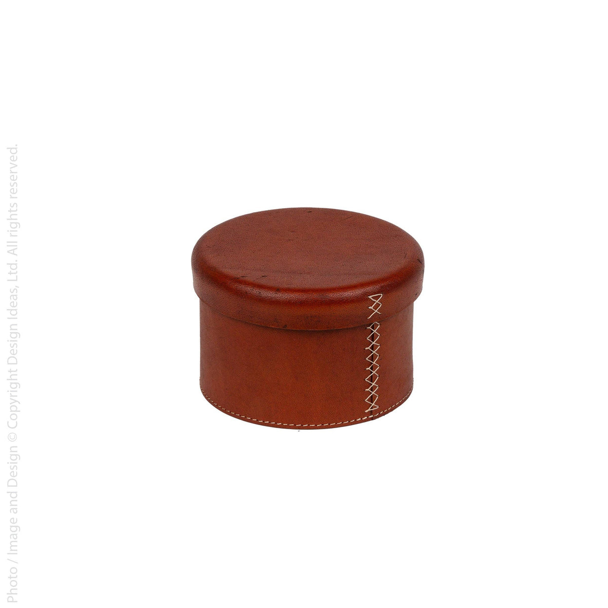 Leather Lidded Round Box