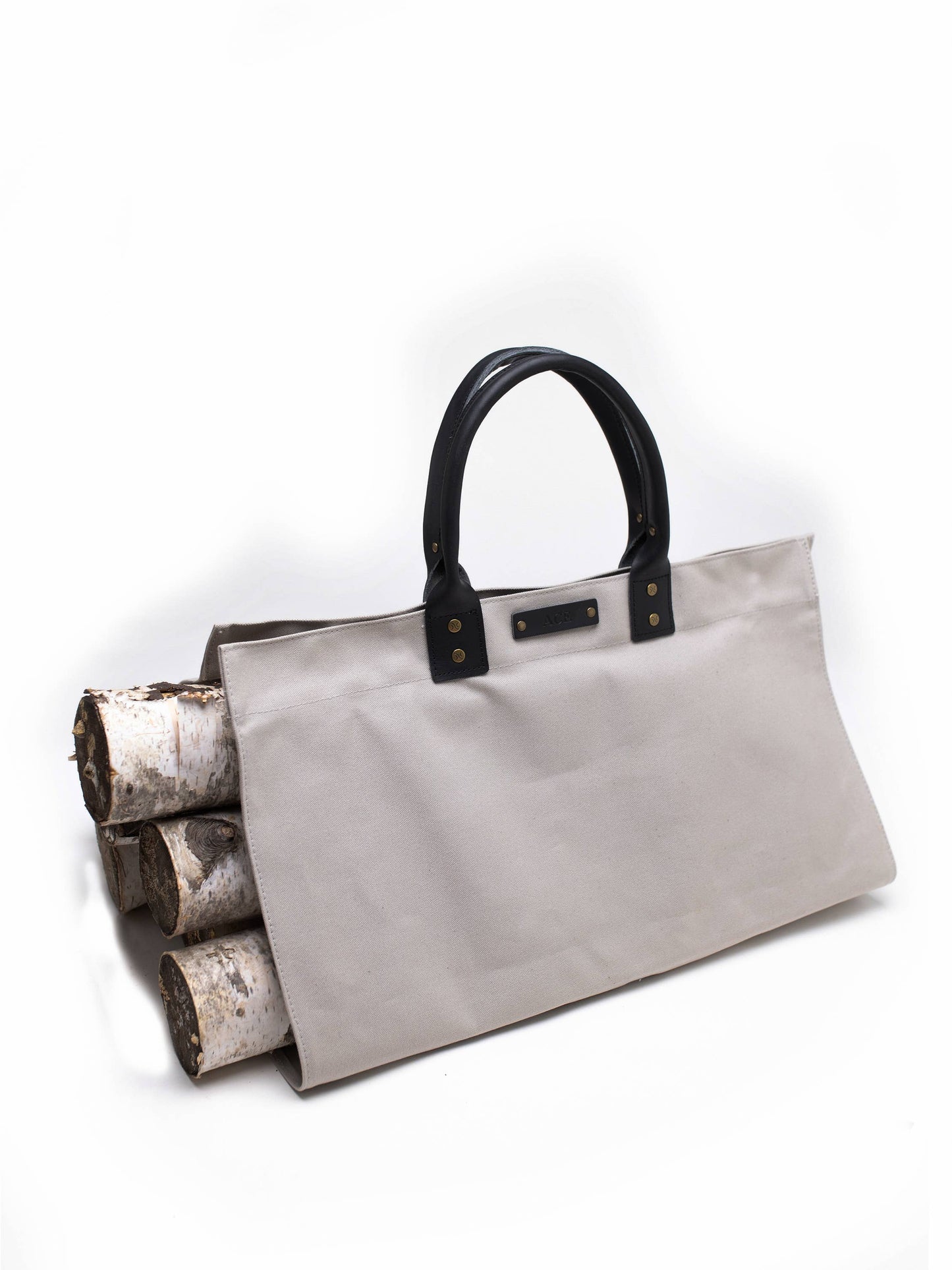 Canvas With Leather Handle Log Carrier