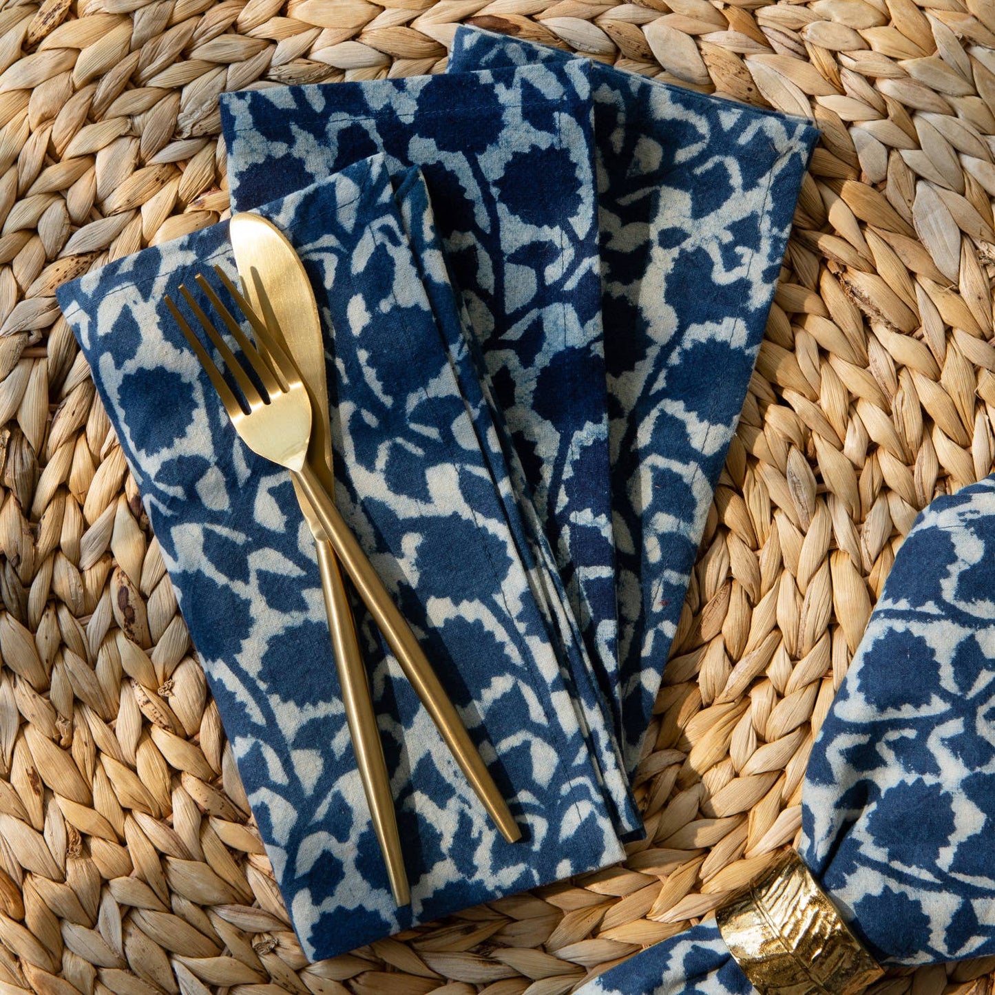 Vinebloom Block Print Napkins - Set of 4