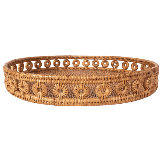 Round Rattan Tray - Natural