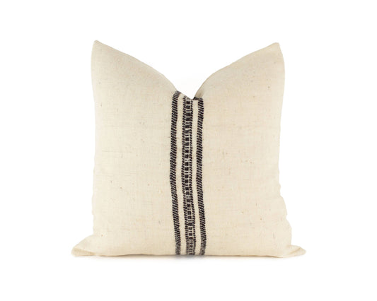 Viti - 20" Ivory Stripe Indian Wool Pillow Cover