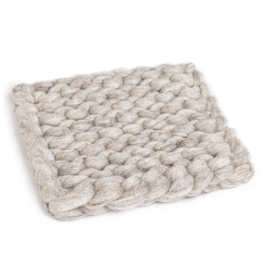 Chunky Knitted Trivet - Beige