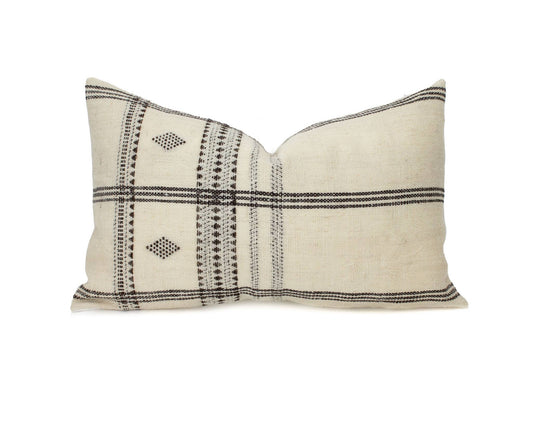 Diya Lumbar - Ivory Indian Wool Pillow Cover