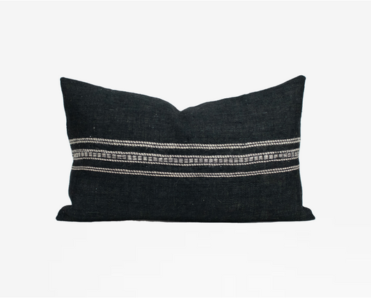 Viti Lumbar - Black Indian Wool Pillow Cover