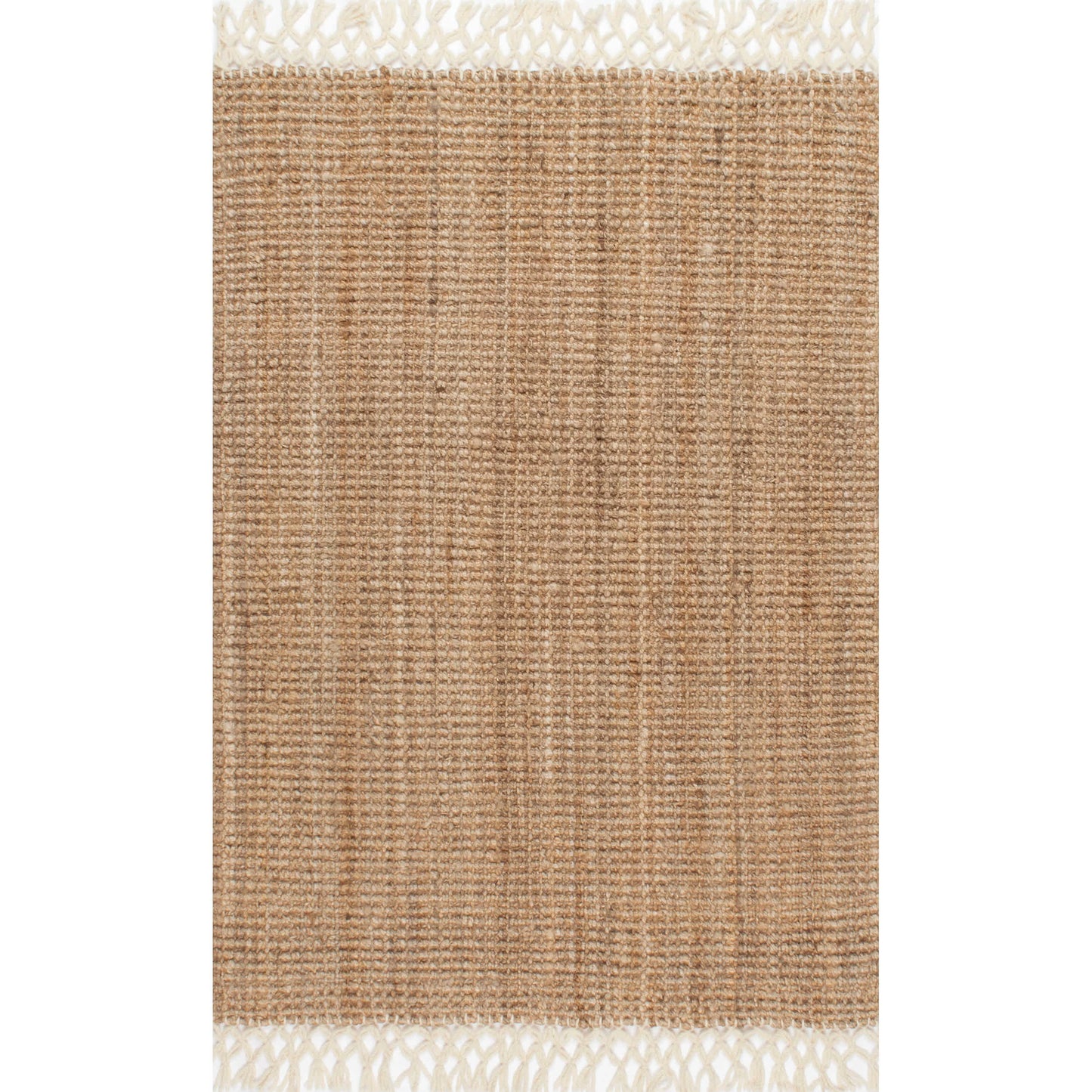 Jute Area Rug - White fringe